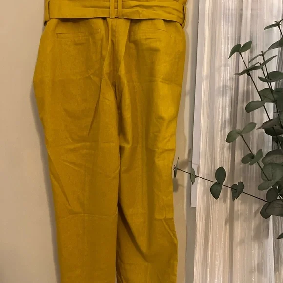 Boden Mustard Tie-Waist Cotton and Linen Pants - Picture 4 of 7